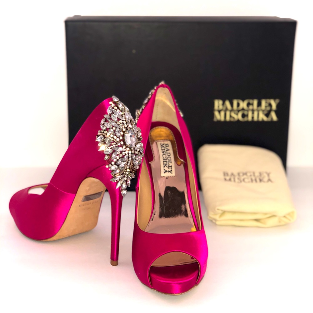 Badgley Mischka Kiara - Jeweled Peep Toe Pumps